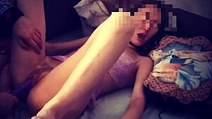 Russian amateur with small tits enjoys masturbation and double penetration