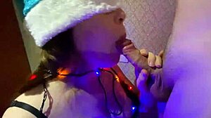 POV video of a cute teen giving a blowjob with cum in mouth