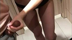 Outdoor cumshot in the changing room with a horny amateur