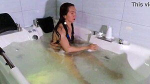 MILF goddess enjoys a steamy bath and gets fucked in the jacuzzi