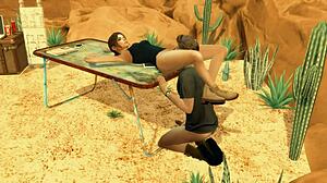 Parodija Tomb Raider v Sims 4 z egipčanskimi falosi usode